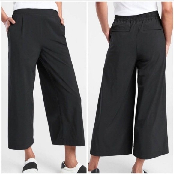 Athleta Brooklyn Wide Leg Crop Pant Women's Black Size 2 - Picture 2 of 14